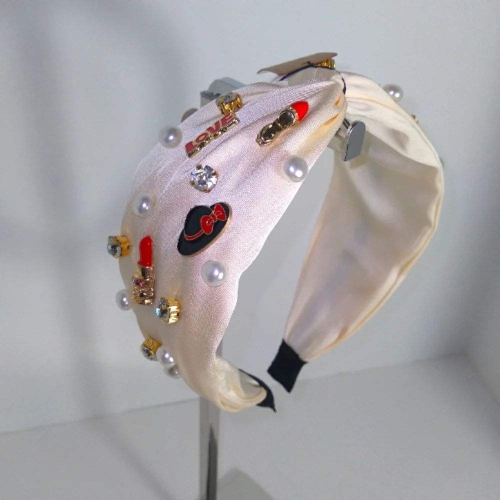 Embellished Lover Of Shoes & Fashion Cream Headband